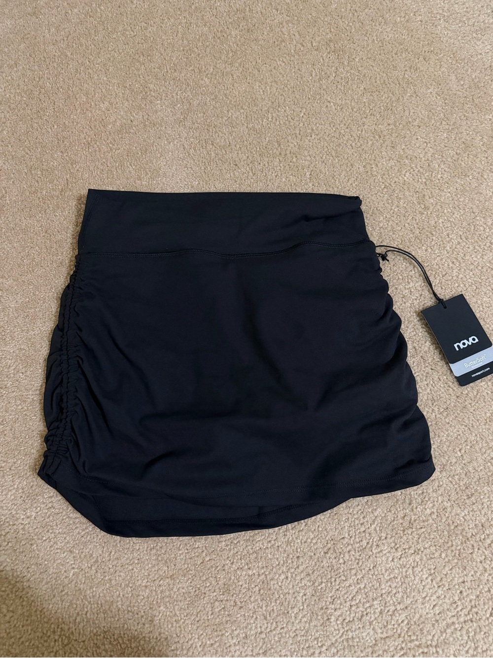 Black Womens Ruched Sporty Skort